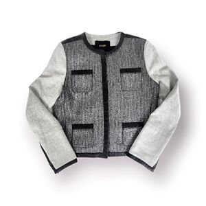 MAJE Virgin Wool & Lambskin Leather Trim STUNNING Fitted Coat. |Size: EU38|